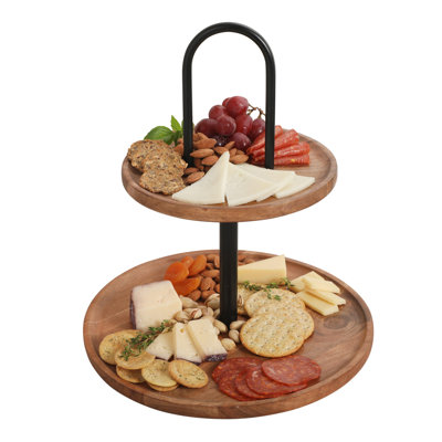Plateau de service rond en bois d'acacia Gibson Home