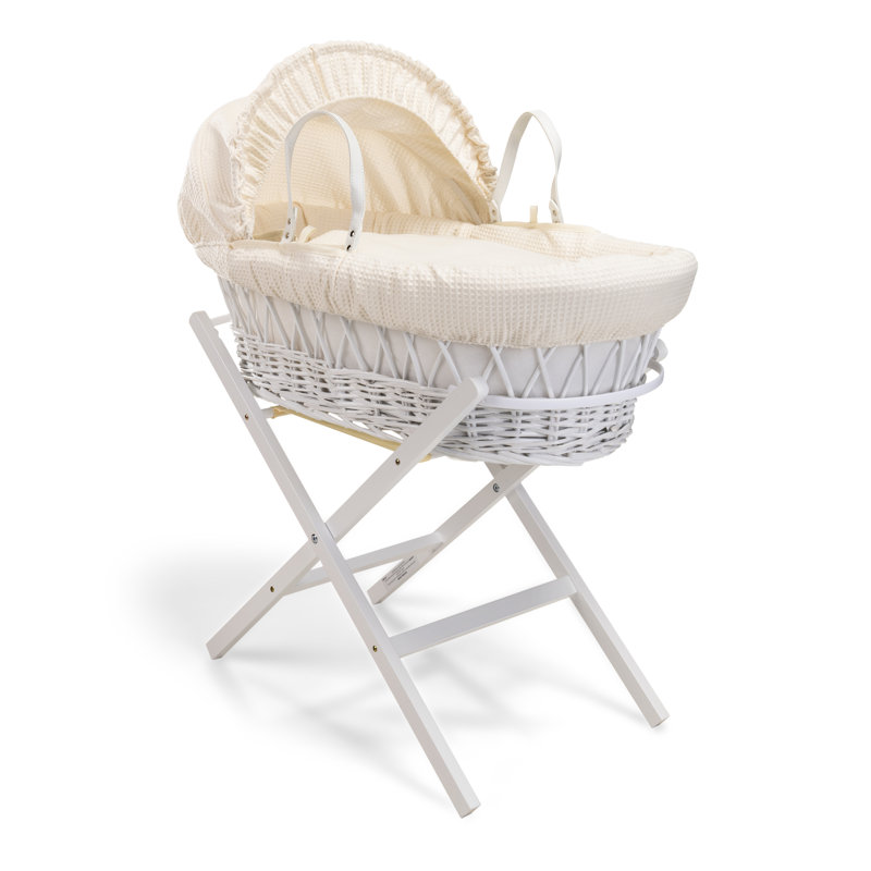 Waffle Wicker Moses Basket, Cream