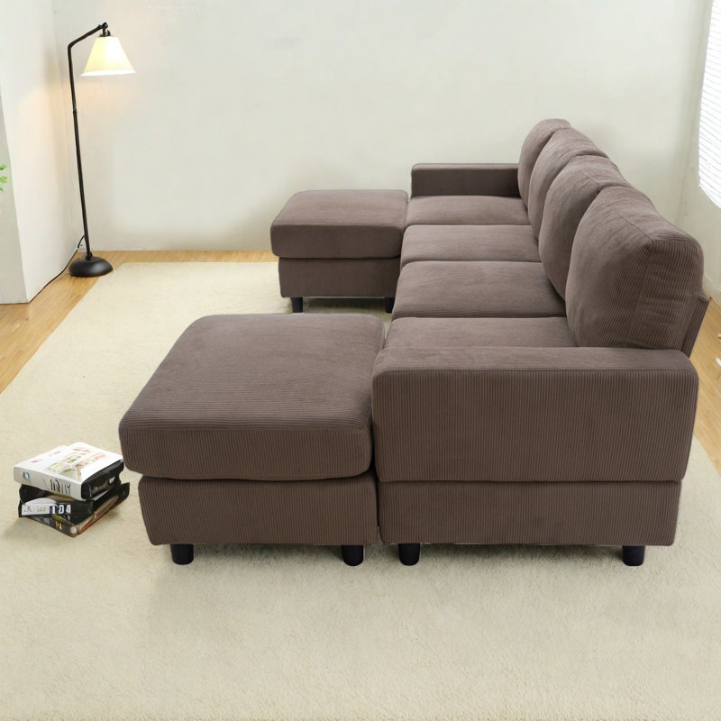 Spacious Sectionals, 98.8 Inch Corduroy Modern U Shaped Sofa For Home