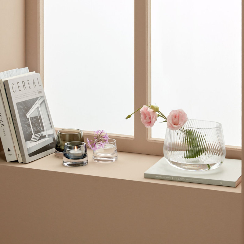 Opti Handmade Lead Free Crystal Table Vase, Clear, overall height- 5.43"