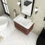 Ensemble de meuble-lavabo mural simple 30 po en noyer avec lavabo en céramique intégré