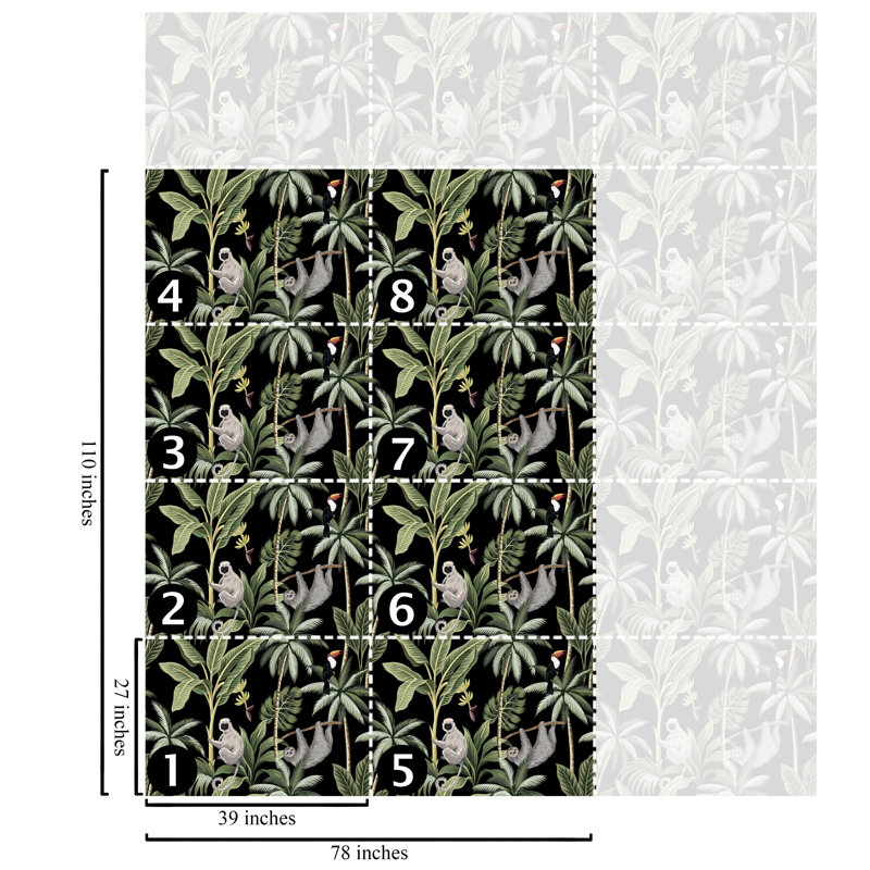 Aadarsh Jungle Monkeys Wallpaper, Black/Green