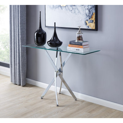 Lenworth Modern Sleek Design Metal and Glass Console Table