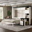 Lit escamotable blanc Queen Size avec bureau intégré, étagères et armoires de rangement, meuble de chambre multifonctionnel gain de place-2007917300