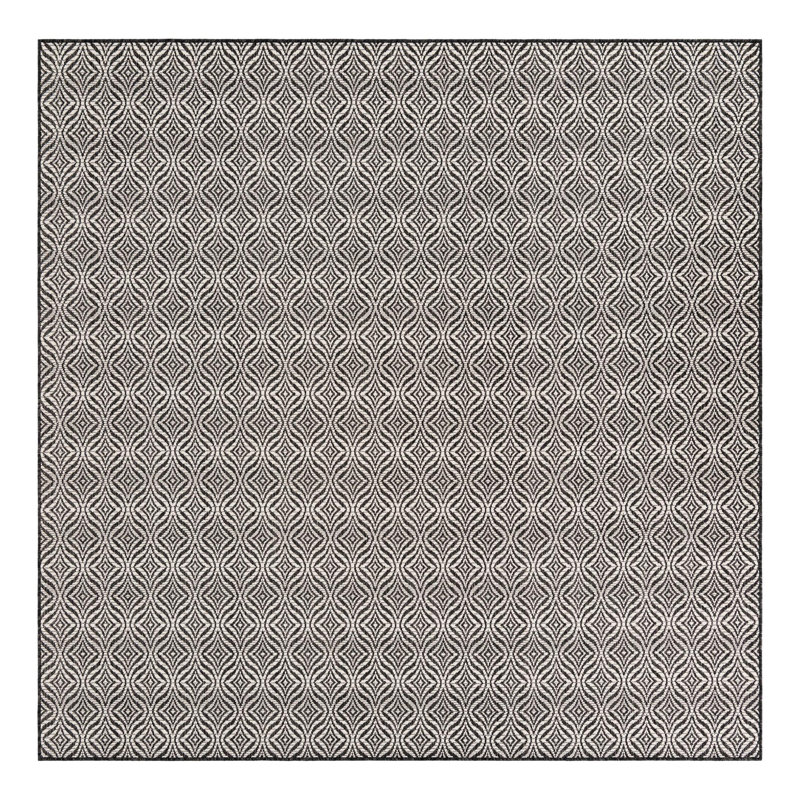 Tapis gris anthracite / ivoire Alishba, Carré 7 pi 10 po