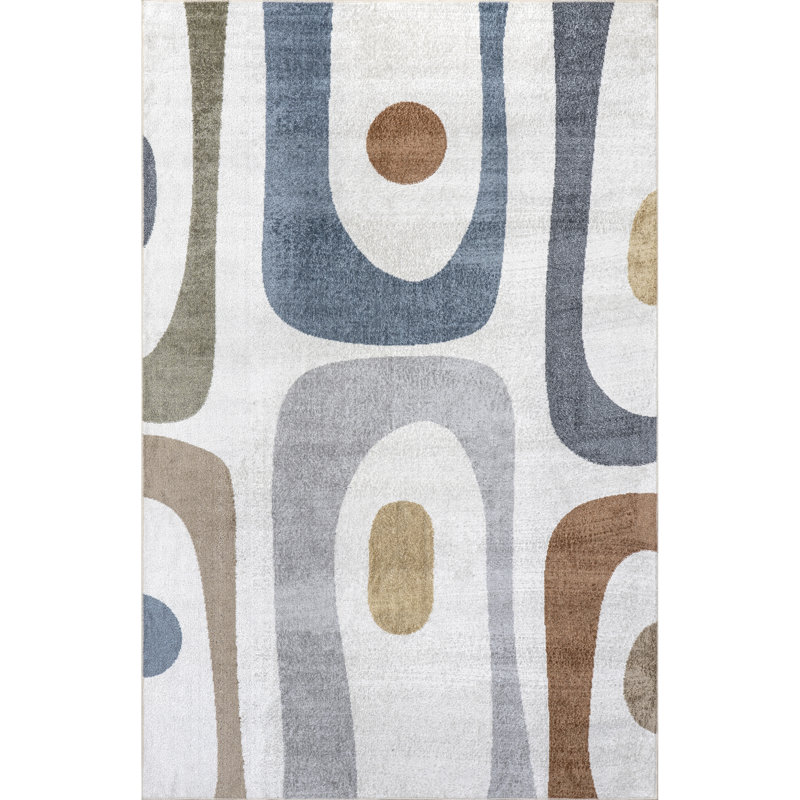 Renee SpinClean Abstract Shapes Machine Washable Area Rug, Rectangle 3' x 5'
