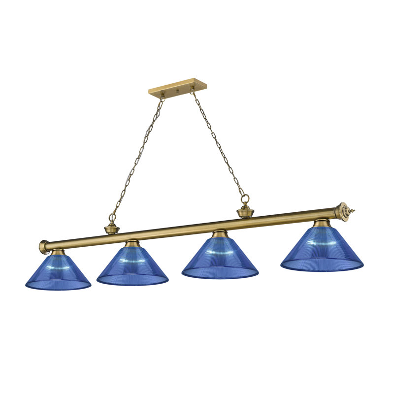 Billard 4 lumières Annaleisa, Bleu foncé, Brun