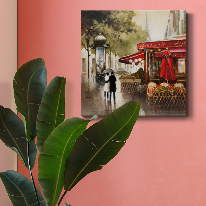 Paris in the Rain - Reproduction d'art sur toile tendue, H 10 po x l 10 po x P 1,5 po