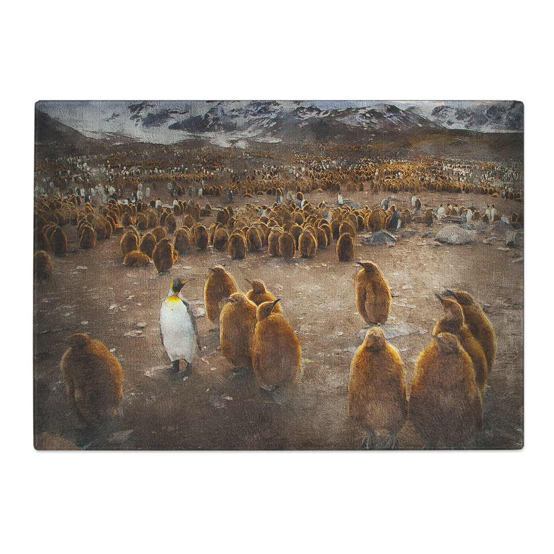 Tempered Glass King Penguins & Mountains Chopping Board