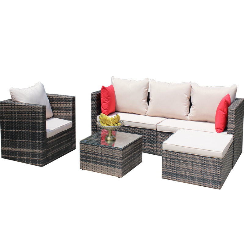 Ensemble de conversation modulaire avec coussins 4 pièces Foscot