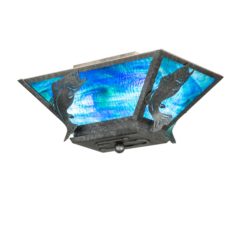 Plafonnier semi-encastré géométrique 16 po 2 lumières unique