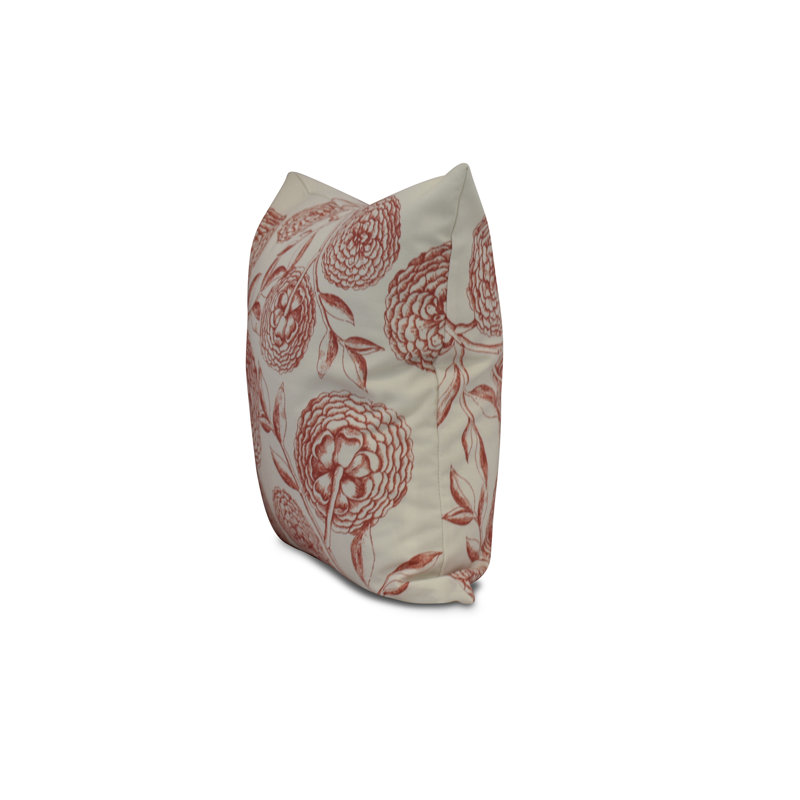 Botanical Blooms Blooms Antique Flower Square Pillow Cover and Insert, Coral, 16" H x 16" W