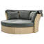 Lit de jour double gris avec auvent et 4 coussins - Mobilier d'extérieur pour véranda amovible