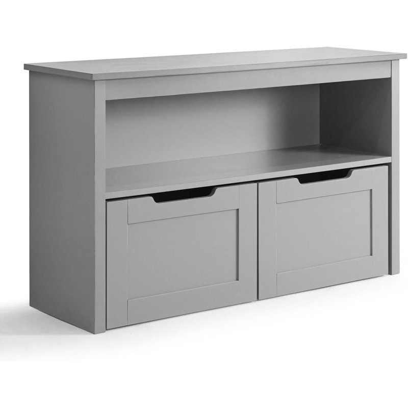 Organisateur de rangement avec 2 tiroirs à roulettes et tablette, armoire de plancher compacte pour la maison, le bureau ou la chambre à coucher, gris / blanc