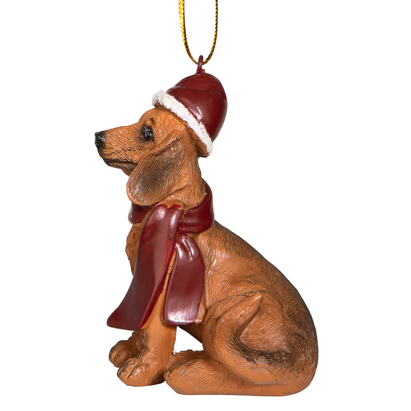 Ornement sculpture chien des fêtes Dachshund