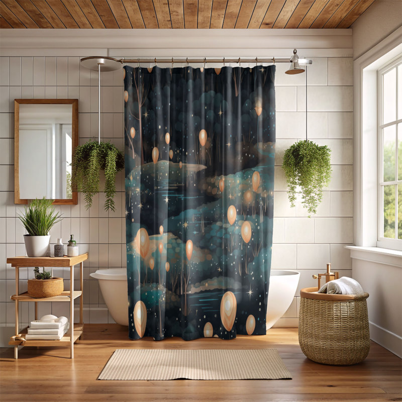 Rideau de douche Forest Whispers, H 74 po x l 71 po