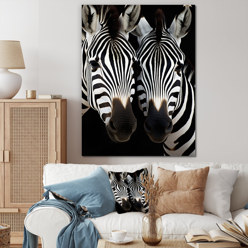 «Black and White Duo Zebra Portrait», reproduction sur toile encadrée, H 40 po x l 30 po x P 1,5 po