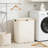 Double Section Laundry Hamper With Removable Bags And Lid, Large Capacity Folding Clothes Basket With Bamboo Handles For Bedroom, Bathroom, And Dorm Organization