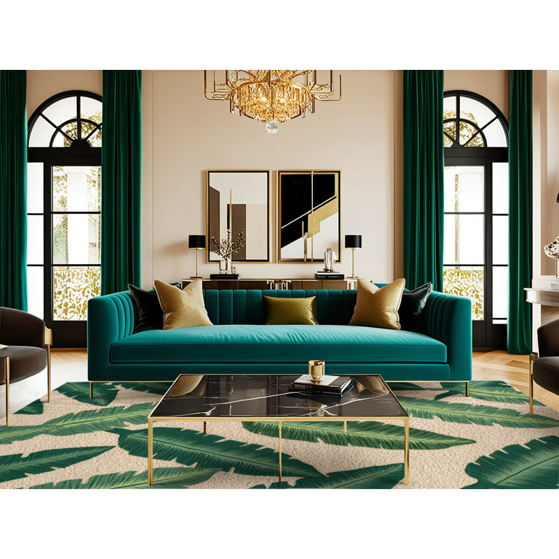  Tapis hawaïen lavable Taro Plants, Carré 7 pi