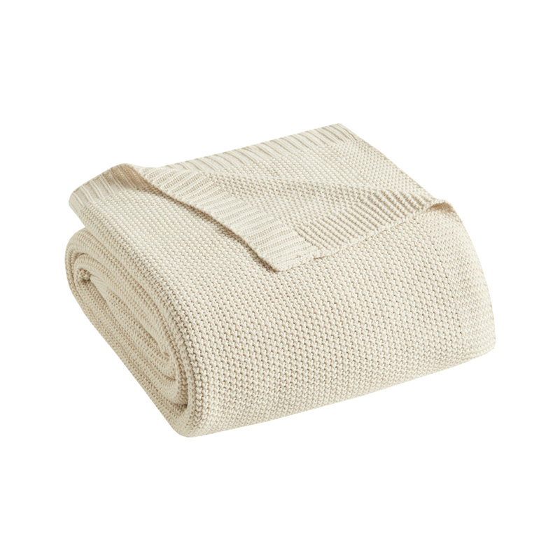 Couverture en tricot Bree, Ivoire, Double/grand