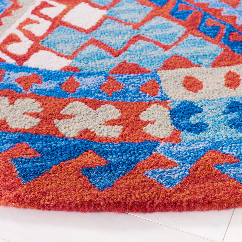 Tapis rouge / bleu Horwich 412, Rond 7 pi