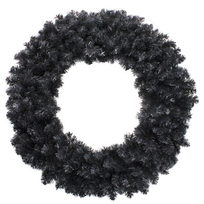 Couronne d'Halloween artificielle noire 36 po - non éclairée