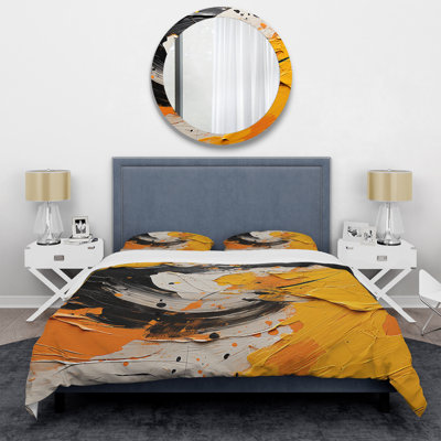 Abstract Yellow And Black Spiral Collage - Abstract Collages Duvet Cover Set