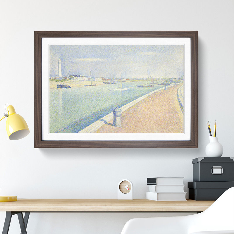 The Channel at Gravelines Vol.1 by Georges Seurat - Picture Frame Painting, 48cm H x 65cm W x 2cm D, Walnut Framed