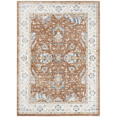 Graceanna 5'3" x 7' Rust Ivory Vintage Indoor Rug