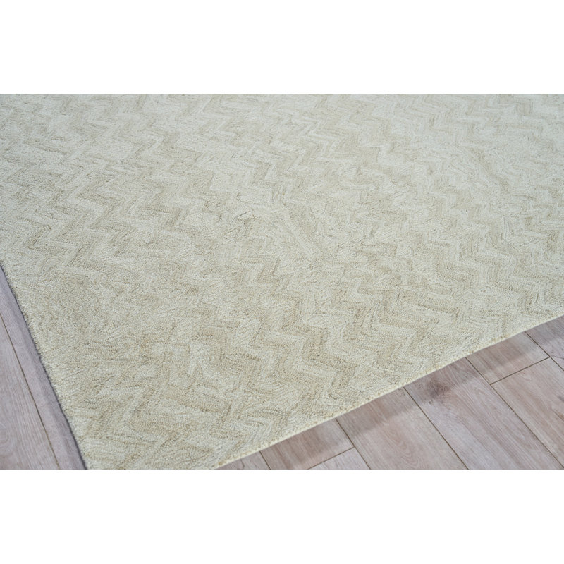 Veneta Hand Tufted Wool Area Rug in Beige, Rectangle 4' x 6'