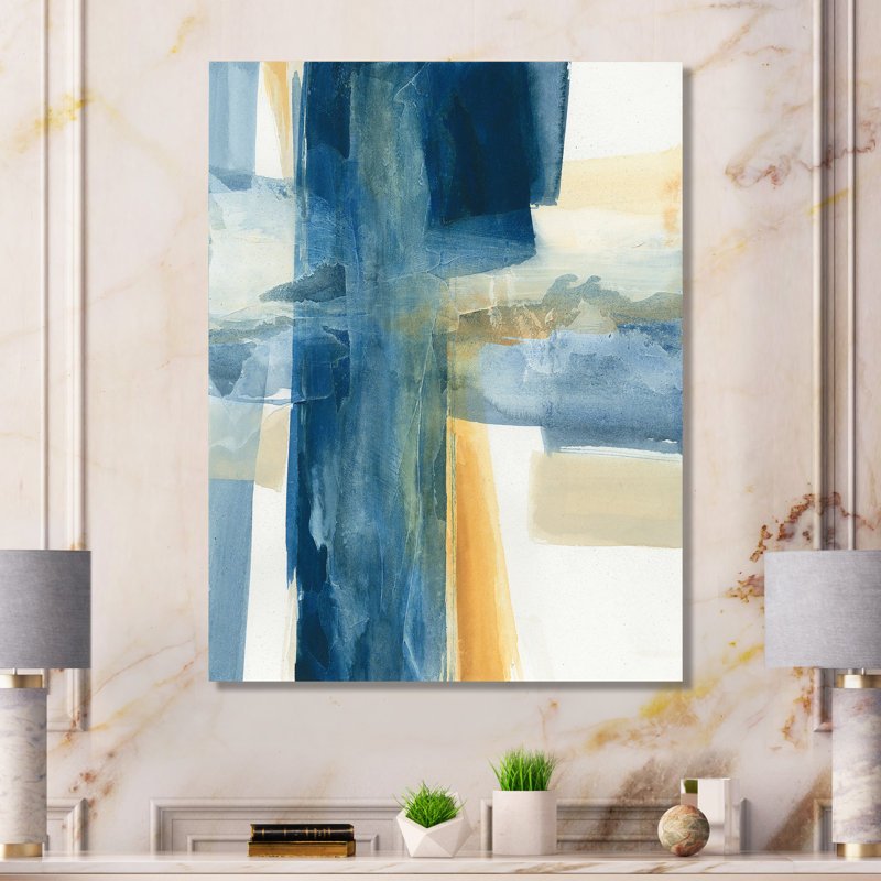 Abstrait indigo sur toile - Panneau indigo VI, H 32 po x l 24 po x P 1 po
