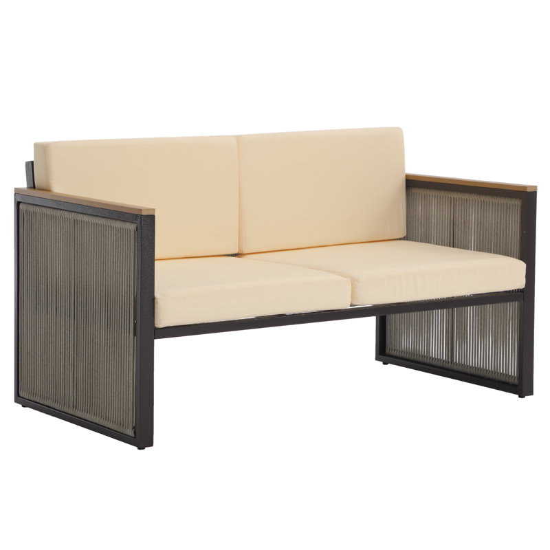 Ensemble de conversation de terrasse avec coussins Tracee, Beige