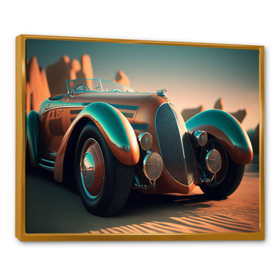 Gros plan d'une voiture rétro classique IV - reproduction sur toile