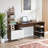 Droitwich Computer Desk With 6-Shelves in White and Walnut Finish, 46.94'' H X 60.53'' W X 23.51'' D