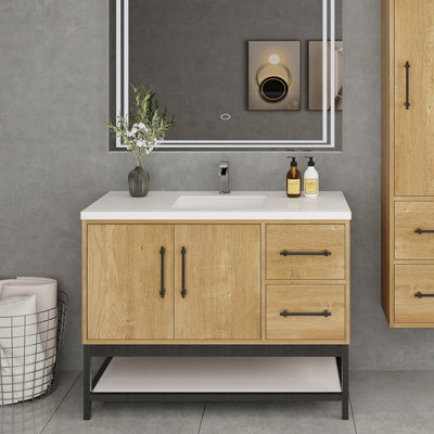 Meuble-lavabo mural droit avec évier et support en acrylique renforcé Victoria