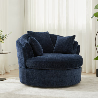 43.3" W Oversized Upholstered Swivel Barrel Chair