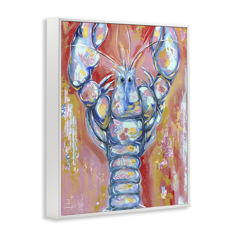 Giclée encadrée Funky Vibrant Lobster, design par Estelle Grengs, H 14 po x l 11 po