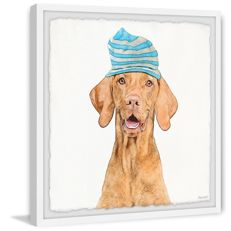 Dog In Beanie by Marmont Hill - Single Picture Frame Painting, 41cm H x 41cm W x 3.81cm D