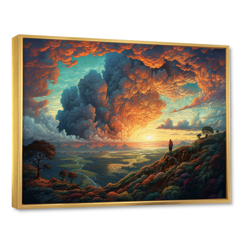 Storm Brewing V, reproduction d'art sur toile, H 12 po x l 20 po x P 1 po, Cadre flottant doré
