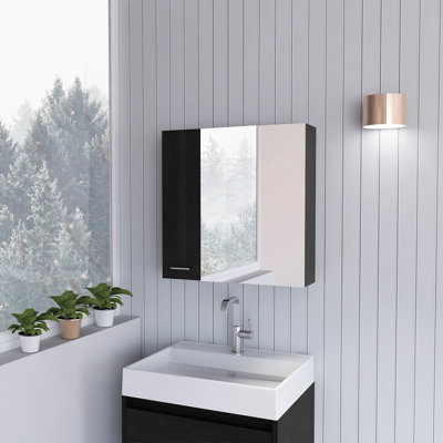 Sines Mirror Medicine Cabinet, With Four Internal Shelves, Double Door, Minimalist Bathroom Storage