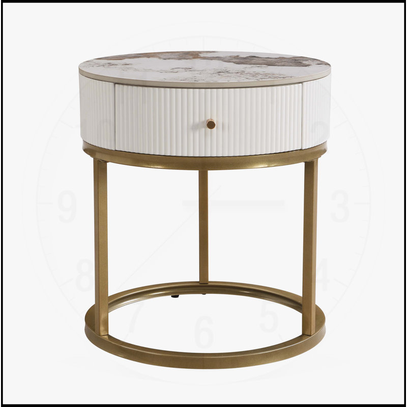 Table de chevet moderne avec tiroir et rangement, idéale pour la chambre à coucher et le salon