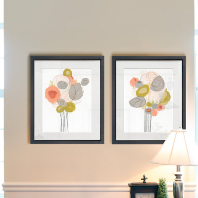 Cathylee " Wildflower Contour I " 2 - Pieces Painting Print