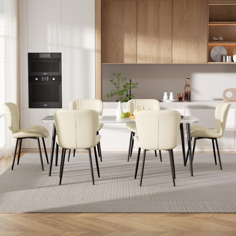 Chaise d'appoint rembourrée Modern (ensemble de 4), 4, Beige