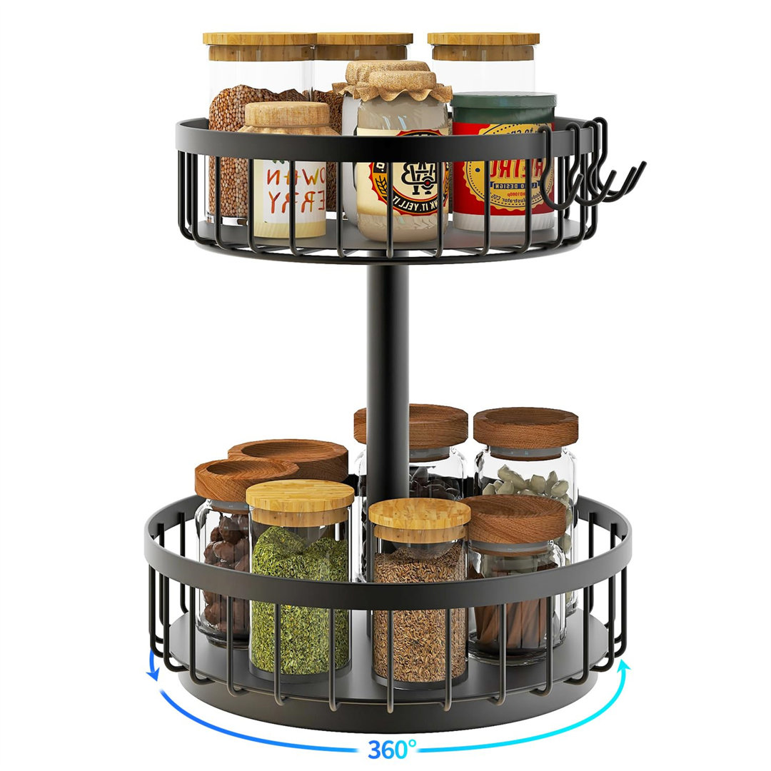 2-Tier Spice Rack, 360° Rotating Spice Rack