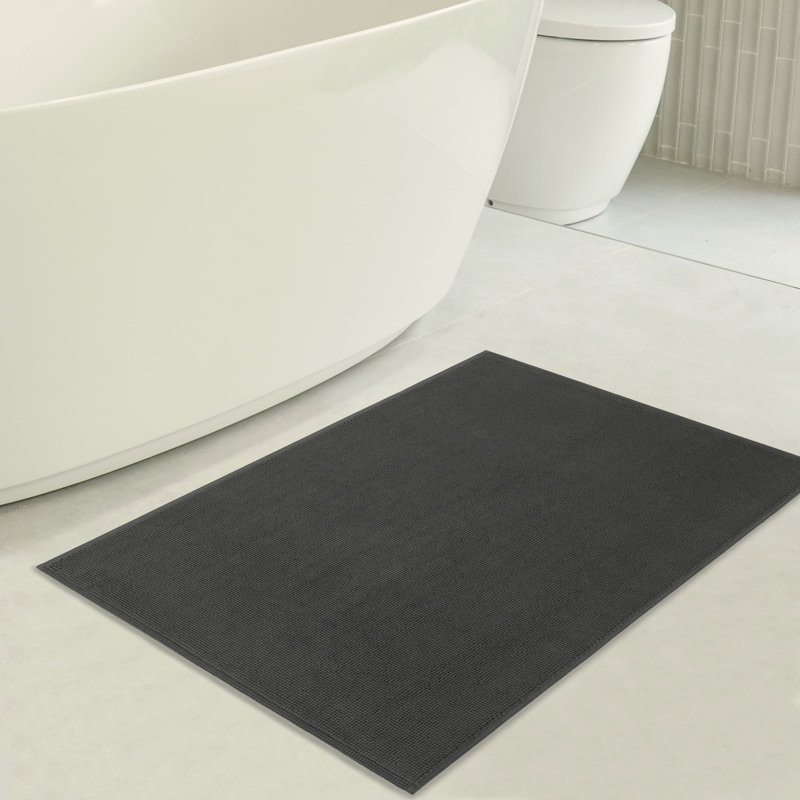 Tapis pour salle de bain 100% coton Chemung, L 17 po x L 24 po, Gris foncé