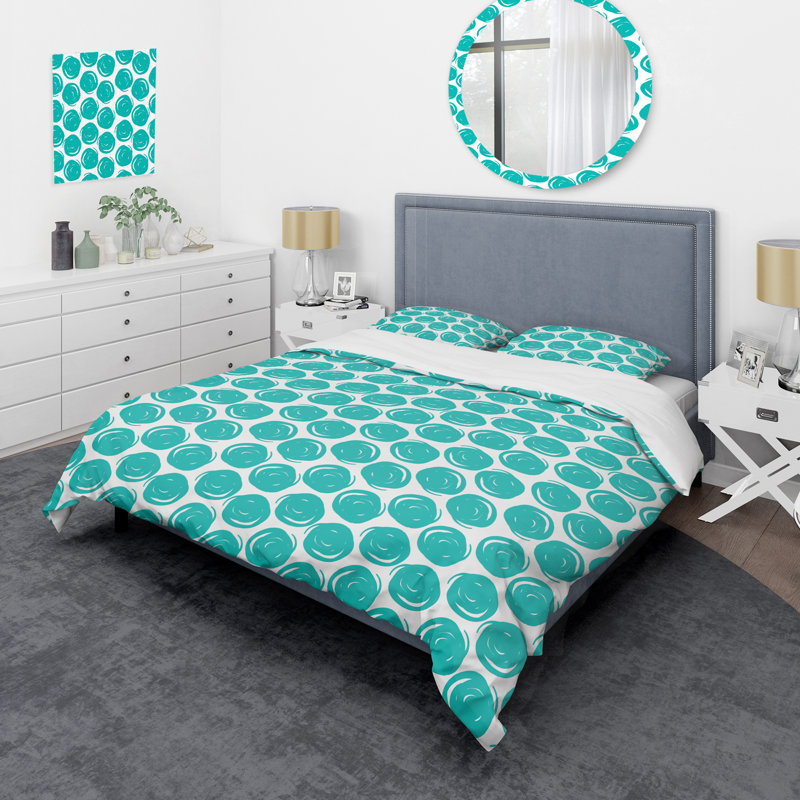 Motif de cercle vert - ensemble de housse de couette abstrait - polyester microfibre