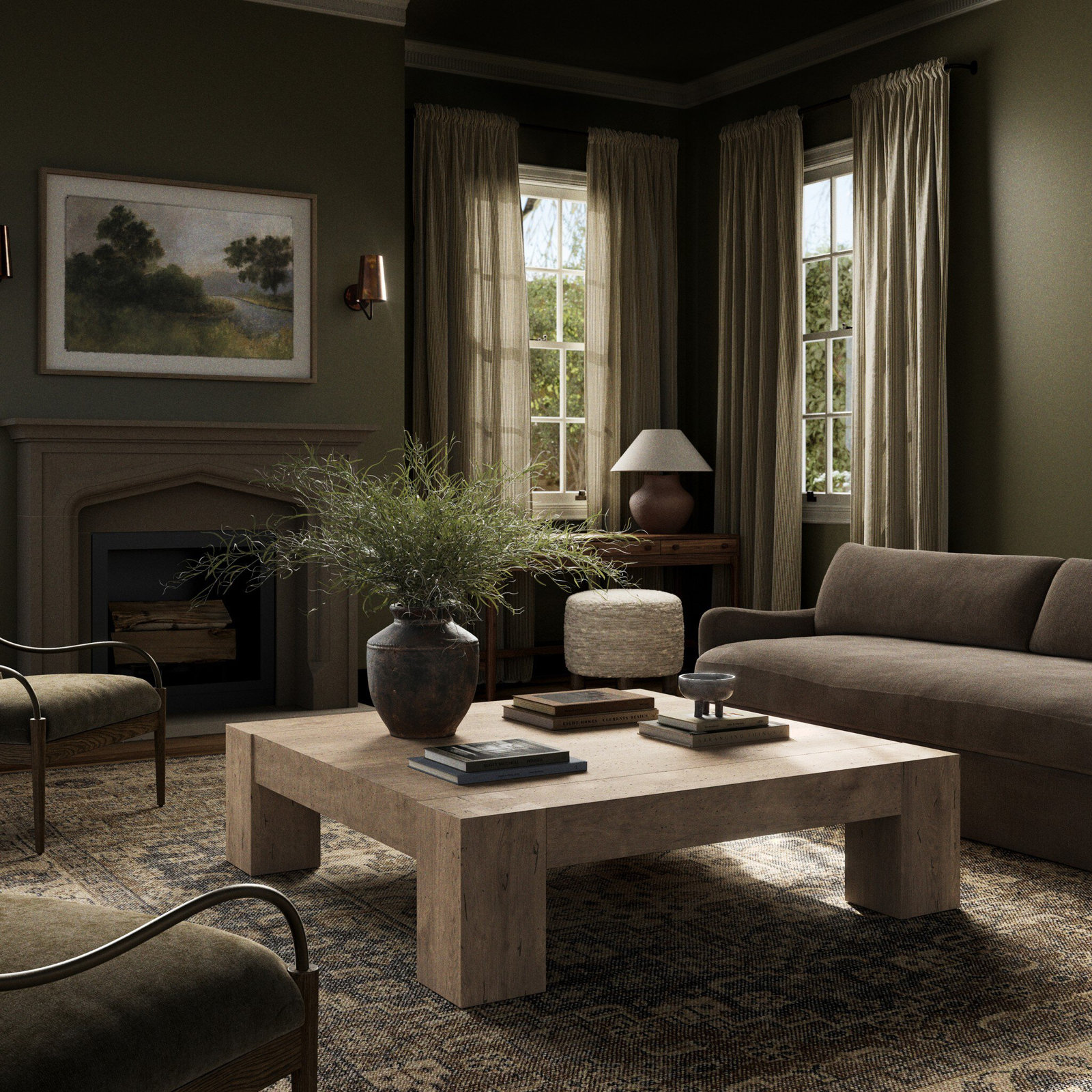 Lockney Single Coffee Table, Whitewash Rustic Wormwood Oak