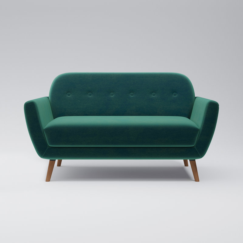Carolos Upholstered 58'' Loveseat, Green Velvet