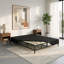 Sommier et base de lit en métal 2 en 1 avec lattes coulissantes, assemblage facile, pieds amovibles, support robuste, supports de tête de lit, utilisation comme base de lit ou comme sommier tapissier-2069234475
