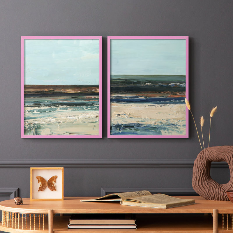 Impression encadrée Rich Coastline I-Premium - prête à être accrochée - aucun clou requis - aucun clou requis, Rose